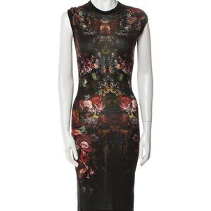 Alexander McQueen printed floral wool midi dress